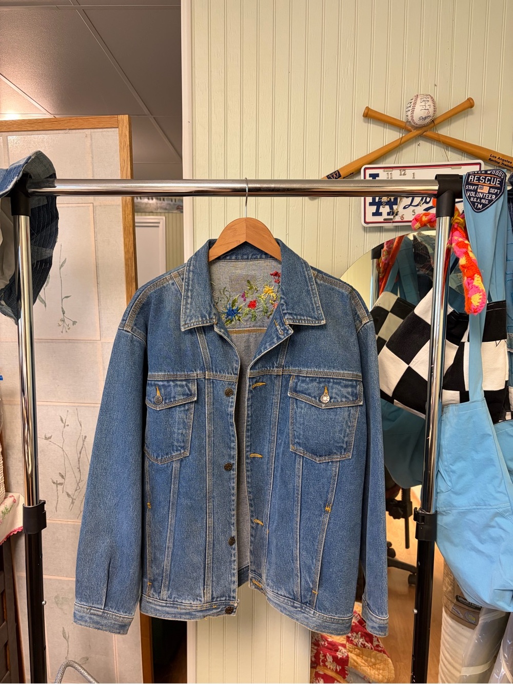 Hand Embroidered Vintage Denim Jacket